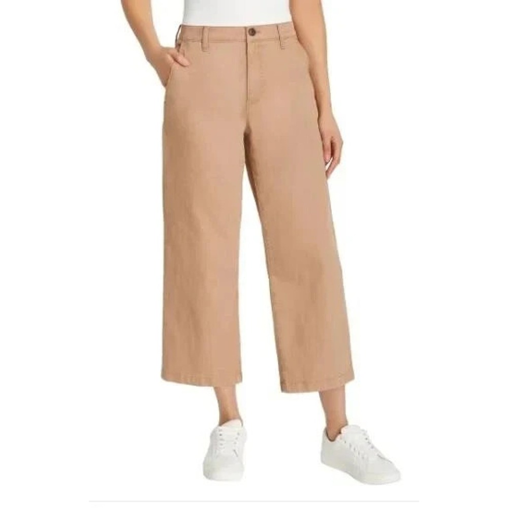 Ella Moss Women's High-Rise Wide Leg Crop Pants, Brown, Size: 8, New